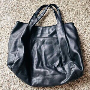 Ann Taylor Chic Large Black Purse or Tote with Double Handles, In & Out Pockets.